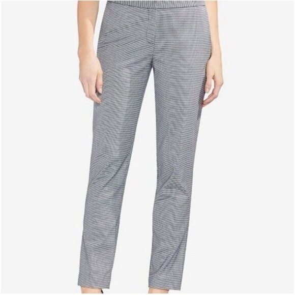 Talbots Pants - Talbots Chatham Ankle Pants Womens 16 Navy Teal Blue Houndstooth Button Detail